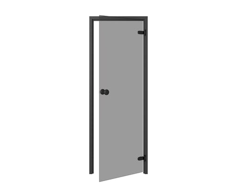 Thermory Trendline Badstudør – Svart Osp, Grått Glass 7x20